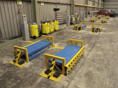 High Volume Quadruple Depollution Bay for End of Life Vehicles